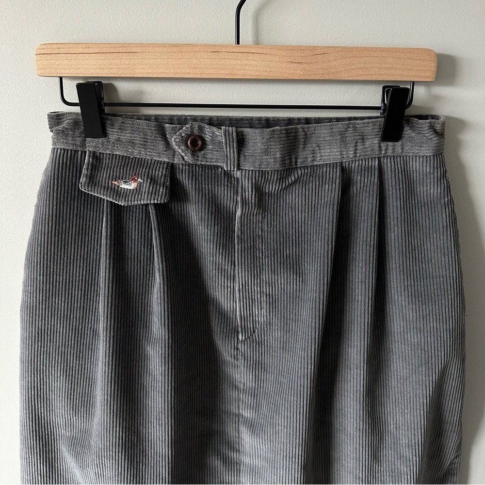 Vintage Wide Corduroy Gray A Line Skirt MALLARD DUCK Size 14 by MH Selections - Picture 2 of 12